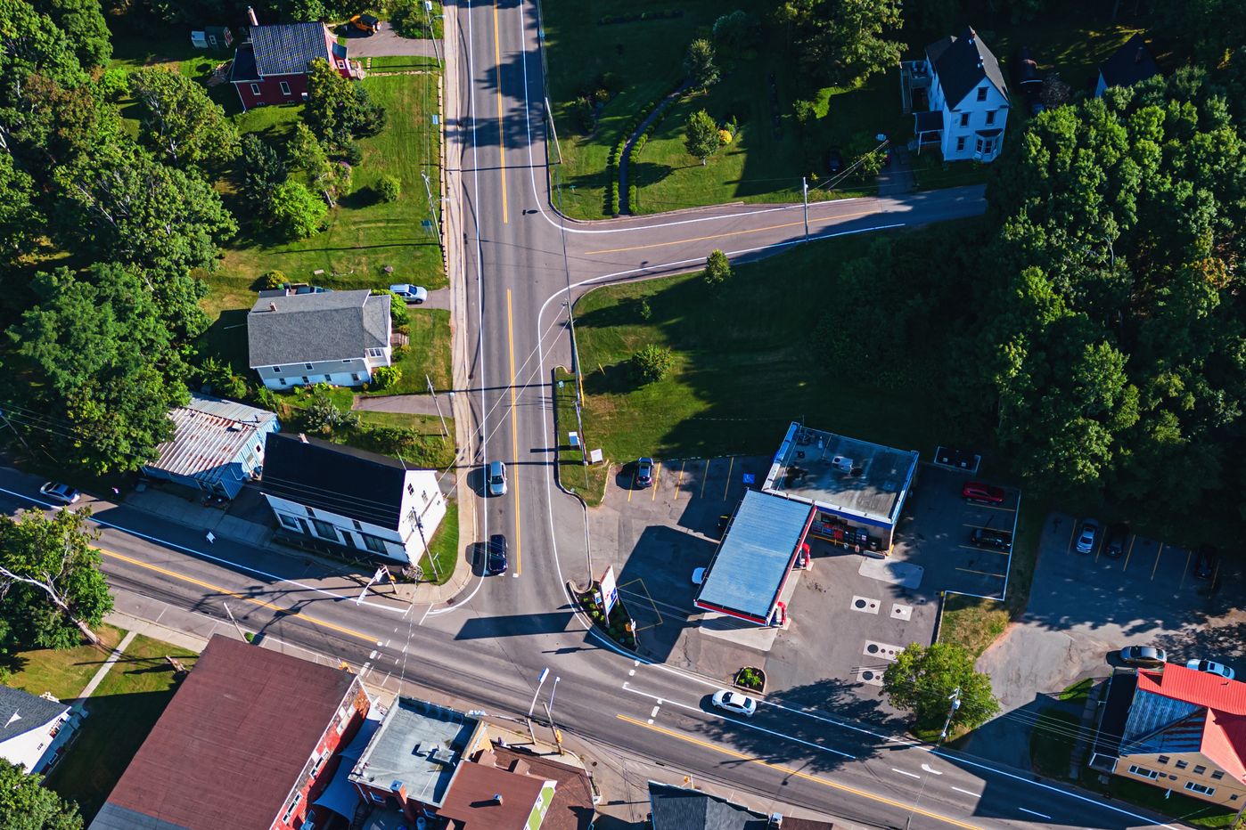 bird's eye view of a small town